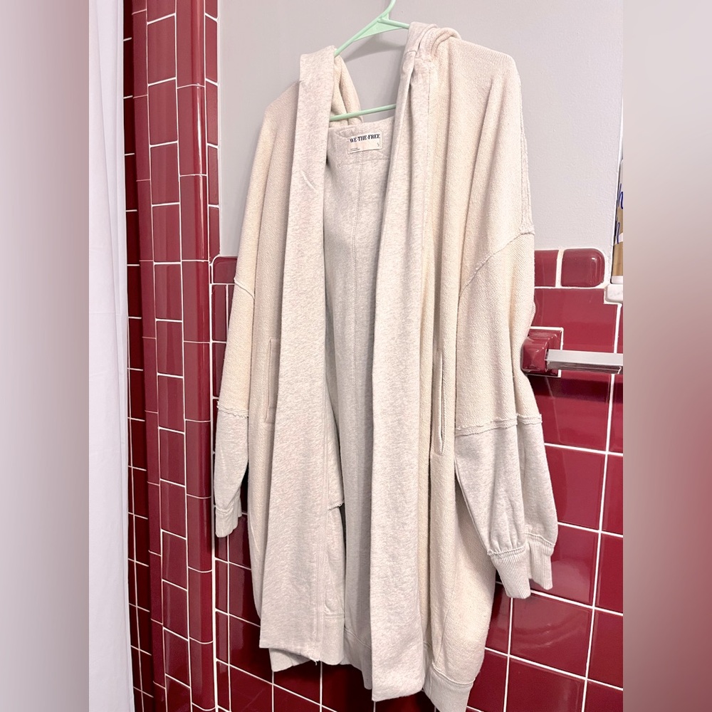 Free People Cozy Hooded Open Cardigan in Cream - Picture 7 of 16